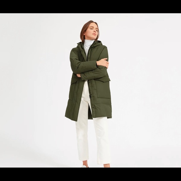 Everlane Jackets & Blazers - Everlane The Renew Long Puffer Women’s Green Long Sleeve Jacket Size Large